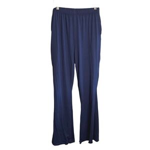 NWOT Womens Relaxed Casual Loungewear Pocket Pull On Flare Pants Blue Large